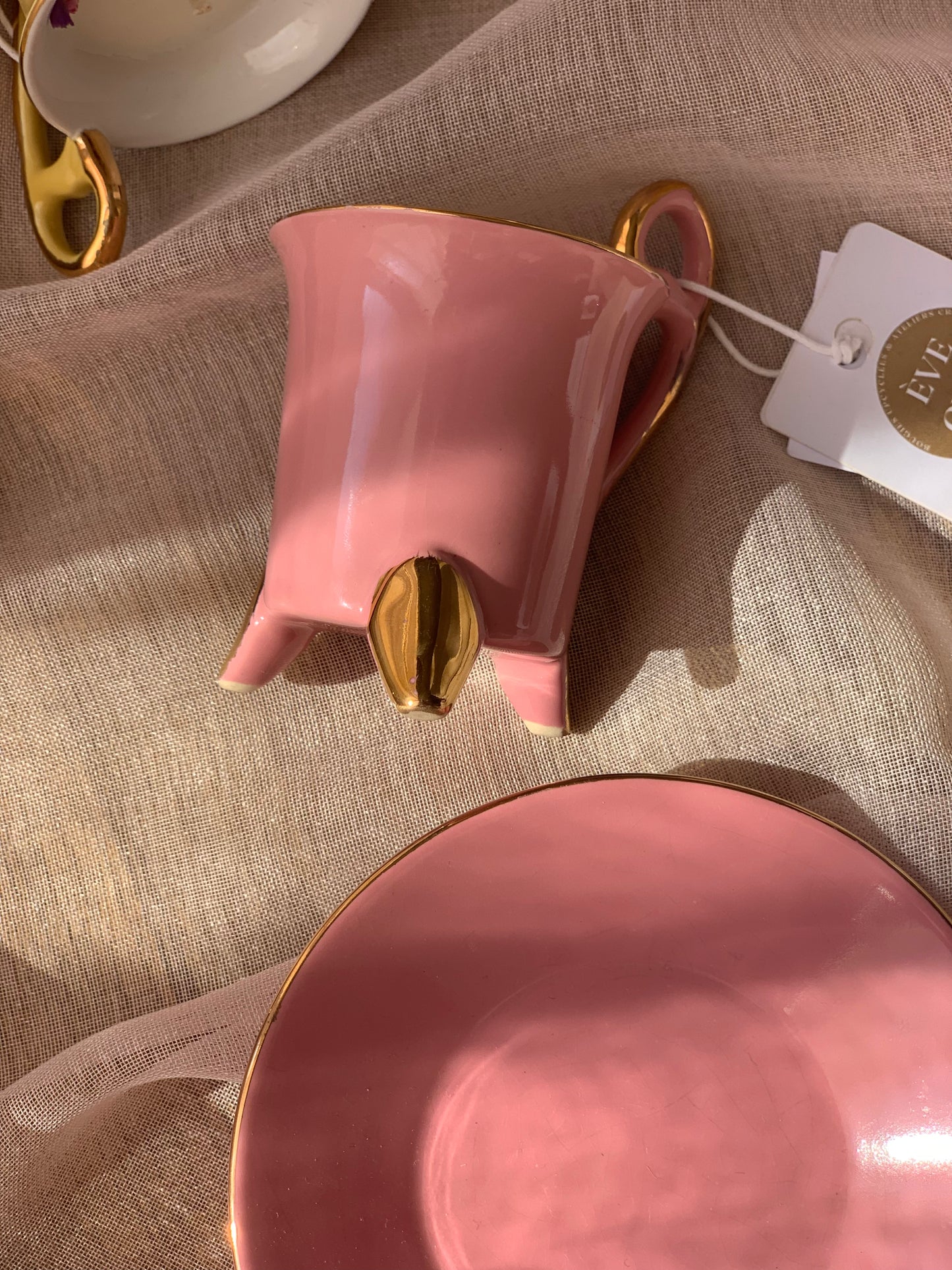 Tasse rose et dorée - Parfum Chèvrefeuille