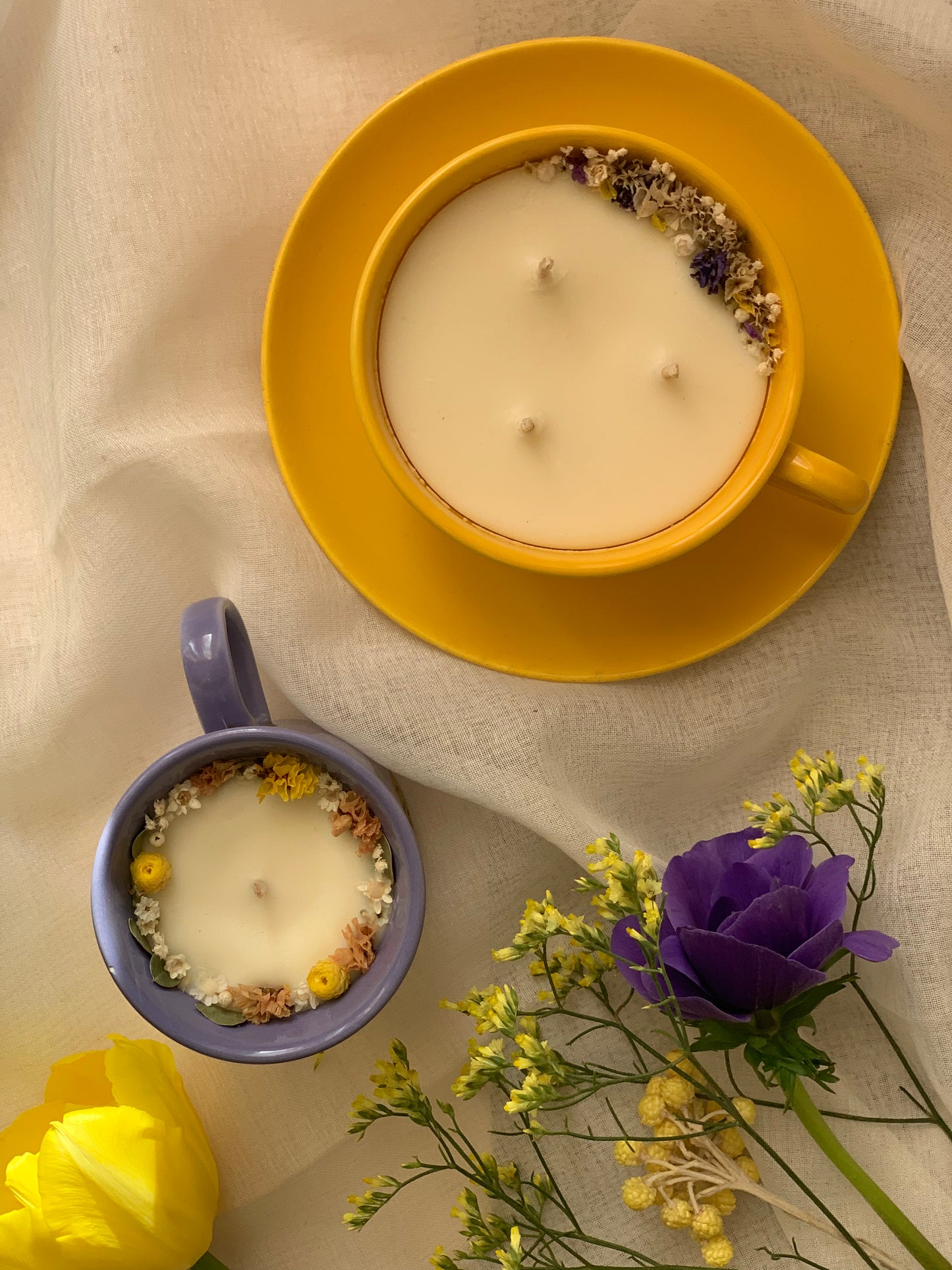 Tasse jaune - Parfum Fleur de coton