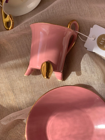Tasse rose et dorée - Parfum Chèvrefeuille