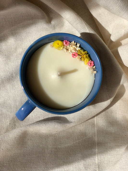 Tasse bleue - Parfum Chèvrefeuille