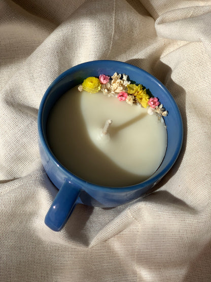 Tasse bleue - Parfum Chèvrefeuille