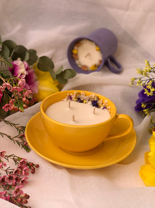 Tasse jaune - Parfum Fleur de coton