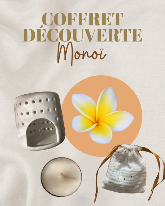 Coffret découverte - 6 fondants Monoï, brûleur, bougie chauffe-plat & pochette réutilisable (Copie) (Copie)